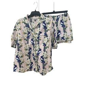 THEIR NIBS Anthropologie‎ Women's Pajama Set Size XL Birds Floral Comfort #IJ2-5